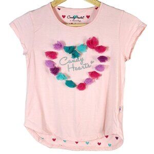 Hartstrings Girls Candy Hearts Girl Short Sleeve Top Pink Large Tulle Round Neck
